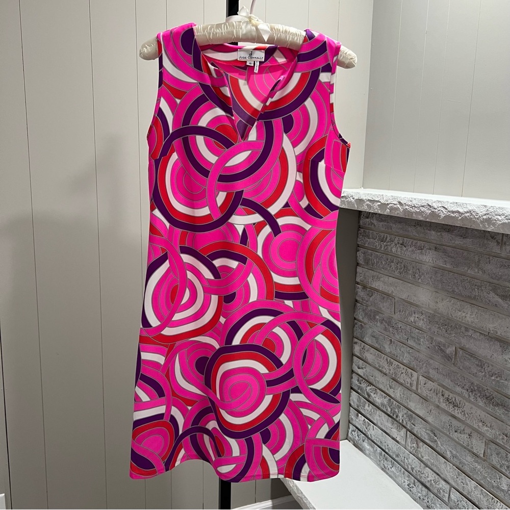 Jude Connally Carissa Sleeveless Bright Retro Geometric Print Mini Shift Dress S
